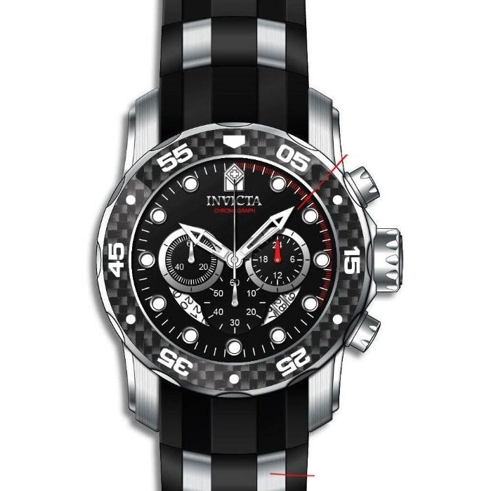 Invicta Men's 35414 Pro Diver Black and Silver Inserts Polyurethane and Stainless Steel Watch