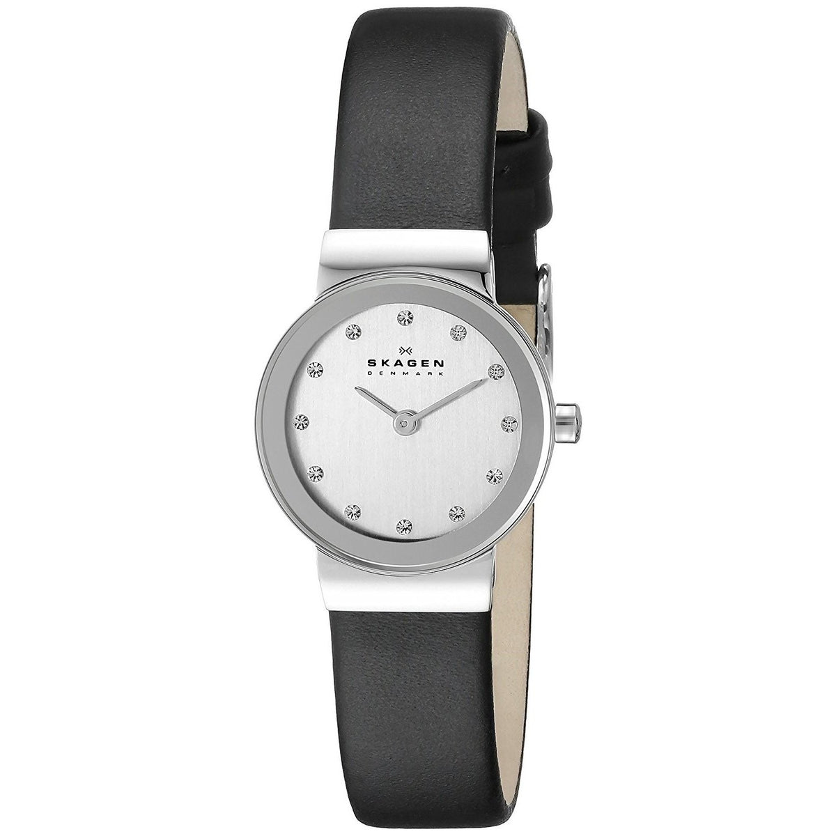 Skagen Women's 358XSSLBC Ultra Slim Crystal Black Leather Watch