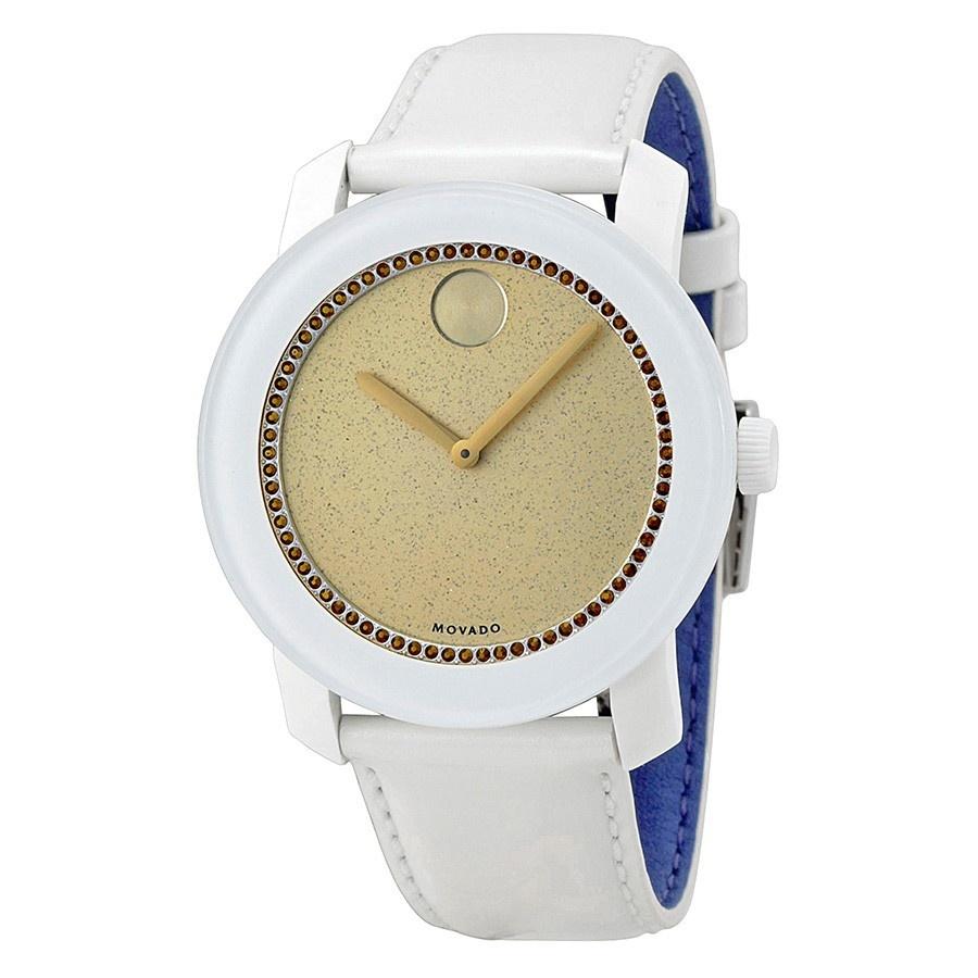 Movado Women's 3600220 Bold Crystal White Leather Watch