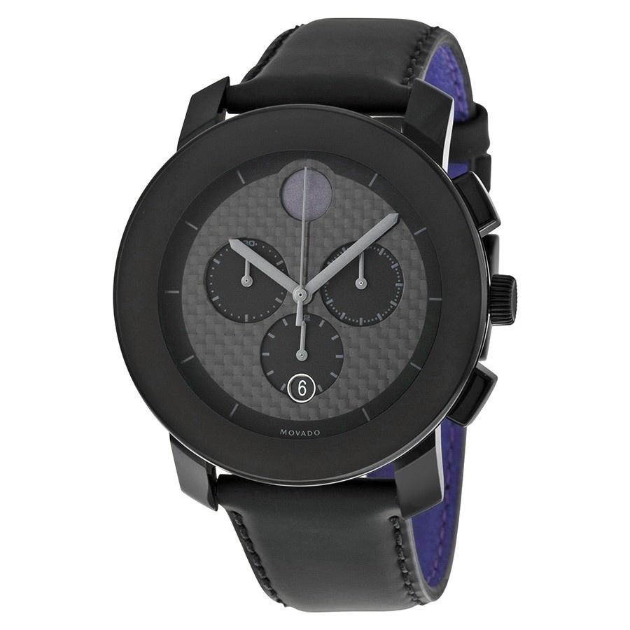 Movado Unisex 3600227 Bold Chronograph Black Leather Watch