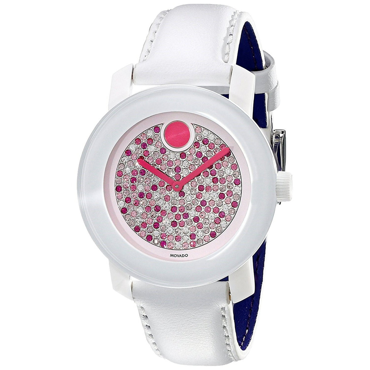 Movado Women's 3600262 Bold Crystal White Leather Watch