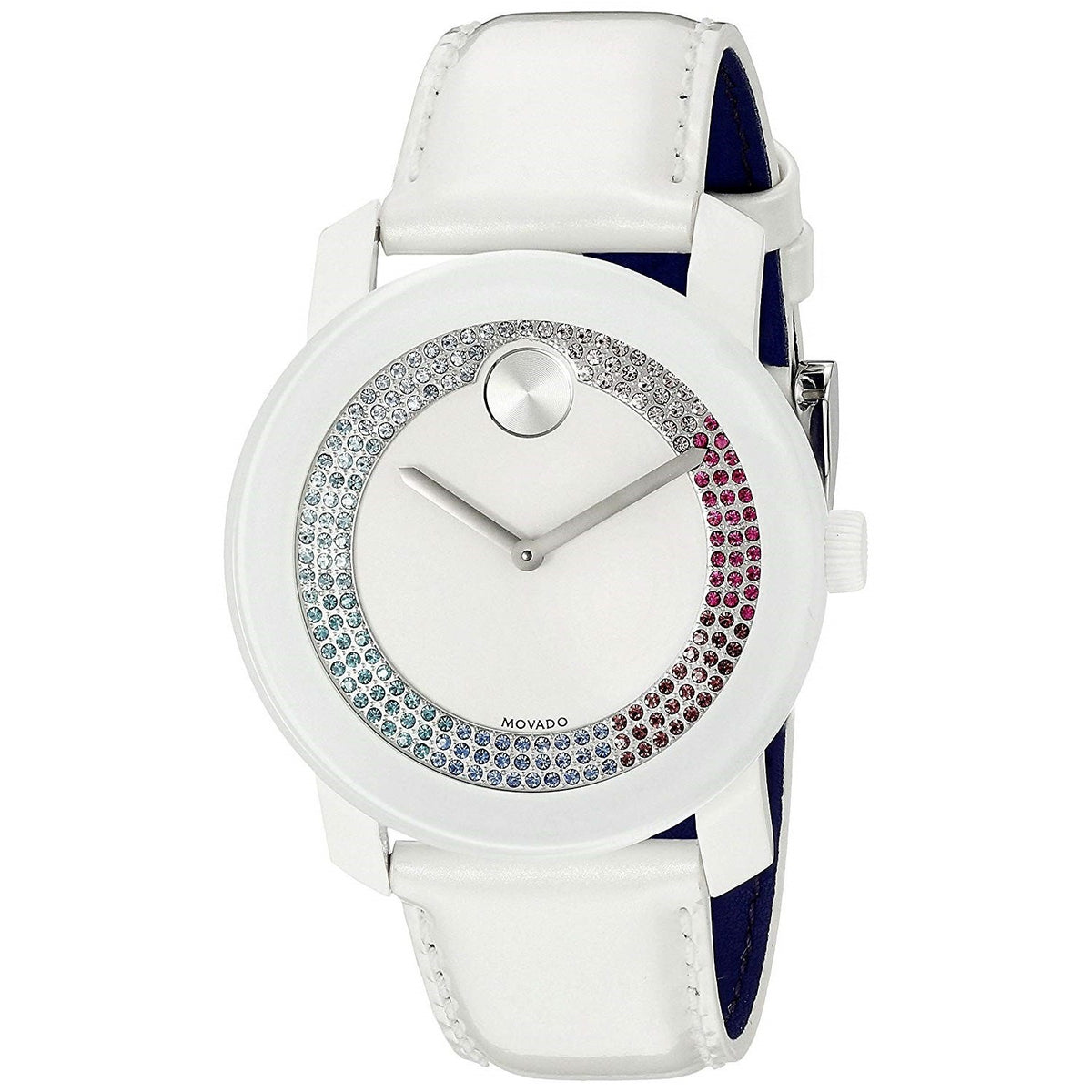Movado Women's 3600295 Bold Crystal White Leather Watch