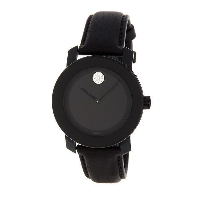 Movado Women's 3600483 Bold Diamond Black Leather Watch