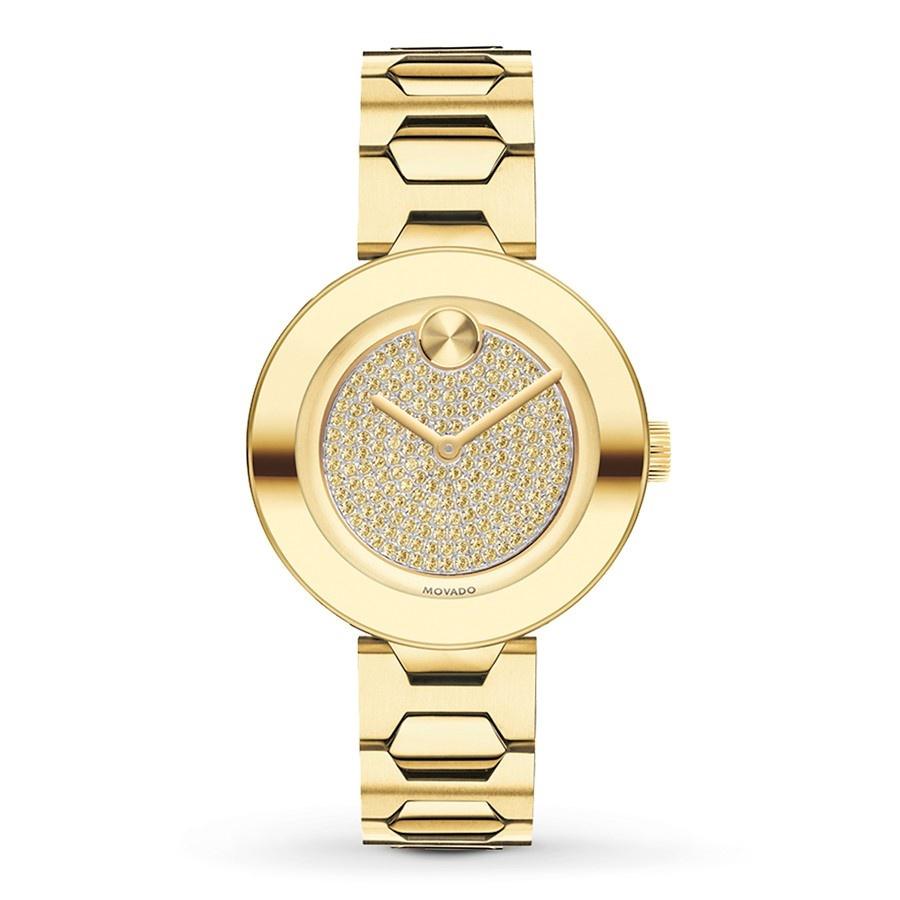 Movado Women&#39;s 3600492 Bold Crystal Gold-Tone Stainless Steel Watch
