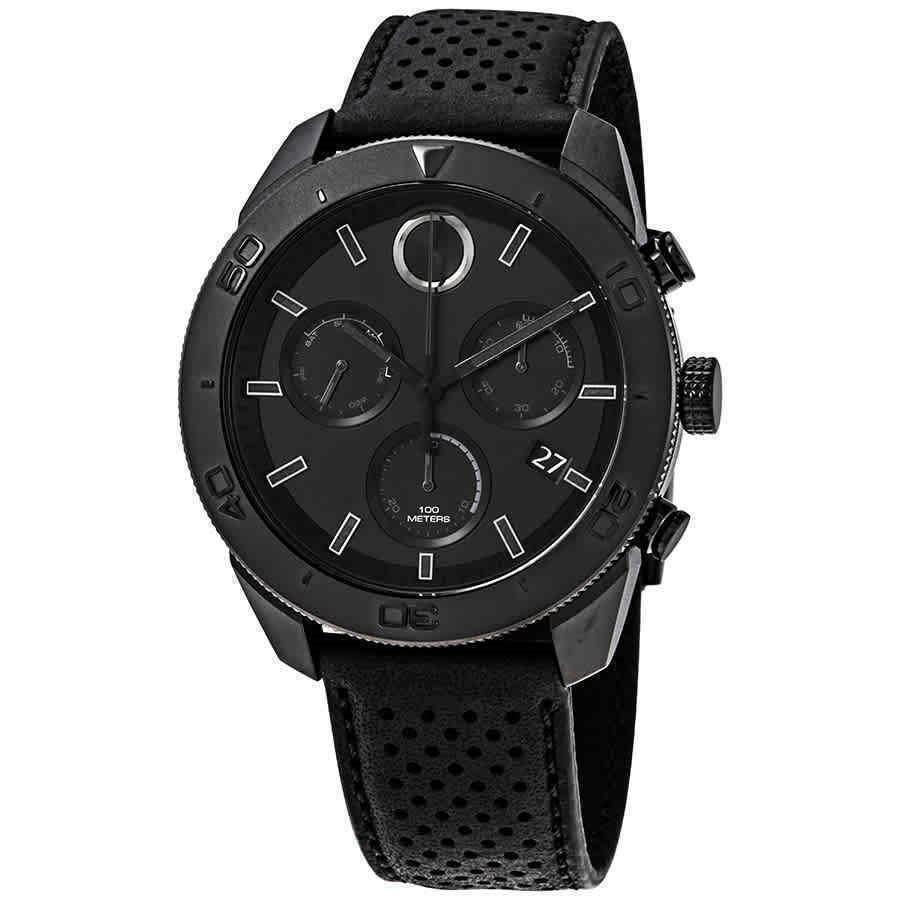 Movado Men&#39;s 3600517 Bold Sport Chronograph Chronograph Black Leather Watch