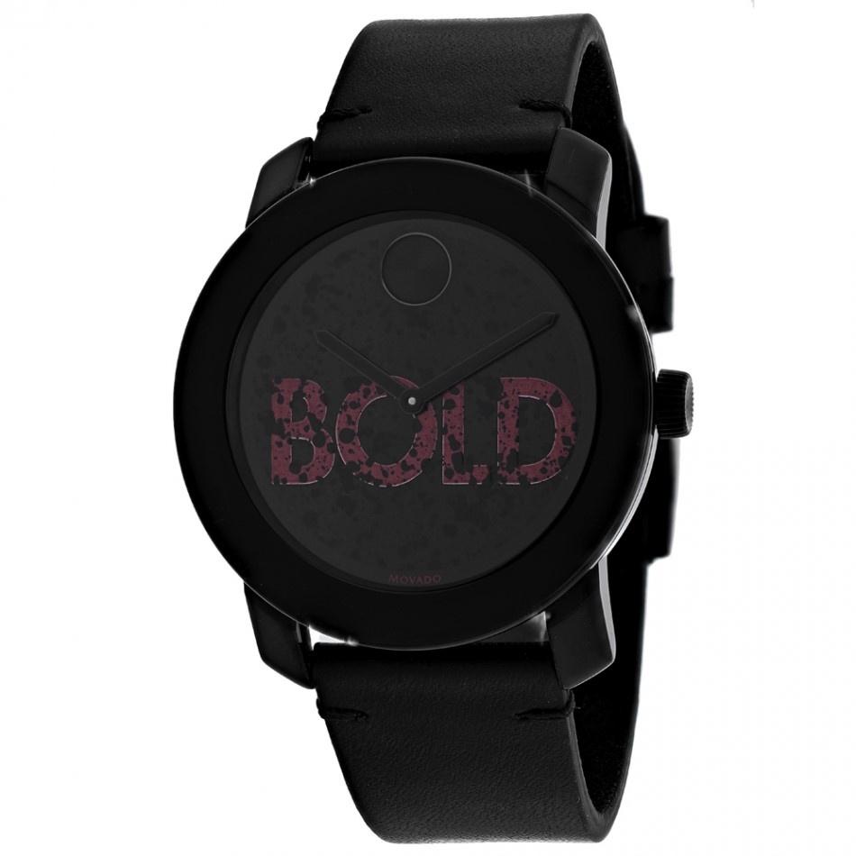 Movado Men&#39;s 3600556 Bold Black Leather Watch