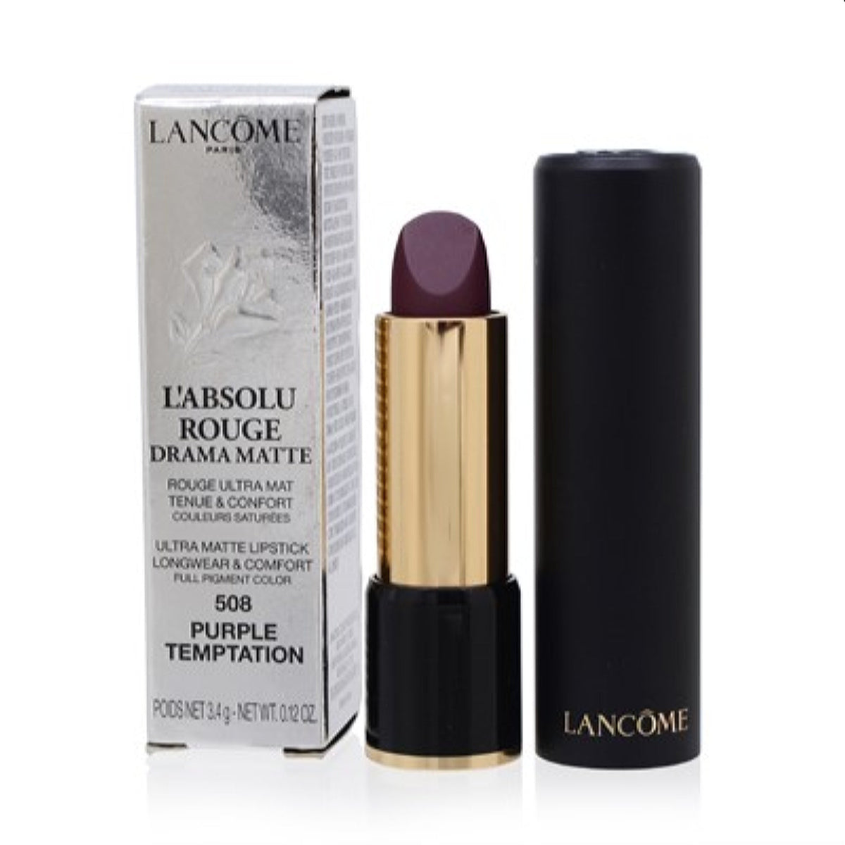 Lancome L'Absolu Rouge Drama Matte Lipstick (508 Purple Temptation) 0.10 Oz  