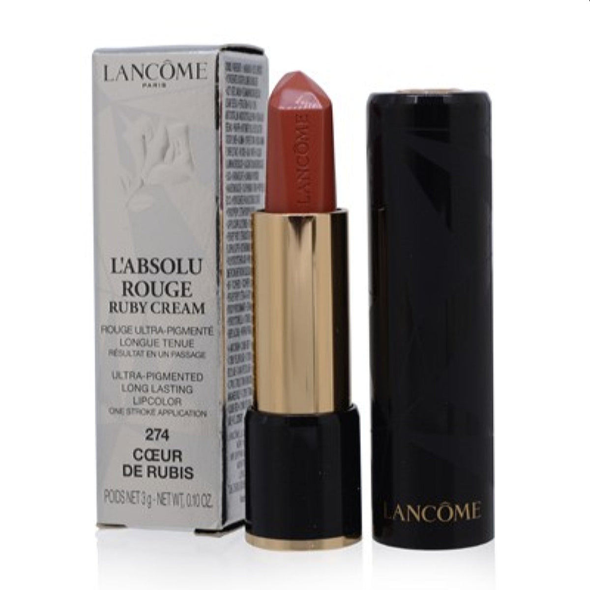 Lancome L&#39;Absolu Rouge Ruby Cream Lipstick 274 Coeur De Rubis 0.10 Oz (3 Ml)  