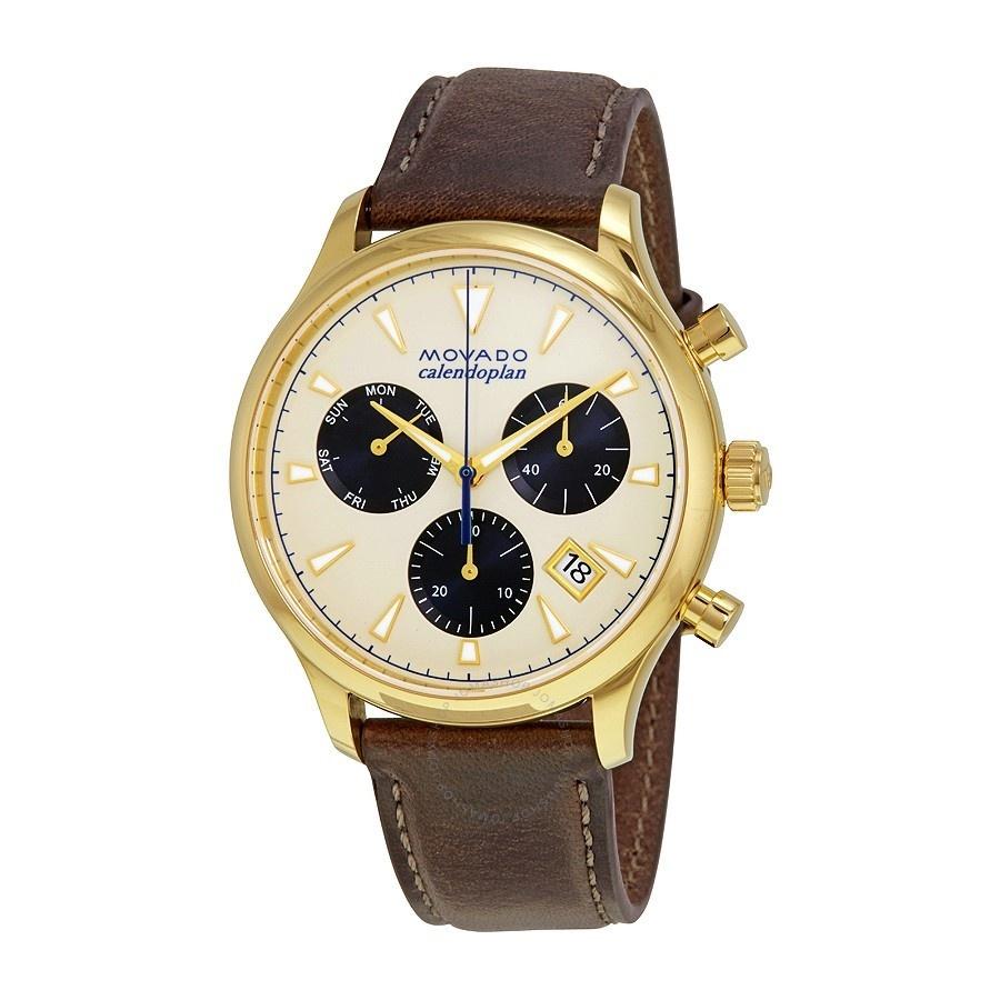 Movado Men's 3650007 Heritage Multi-Function Brown Leather Watch