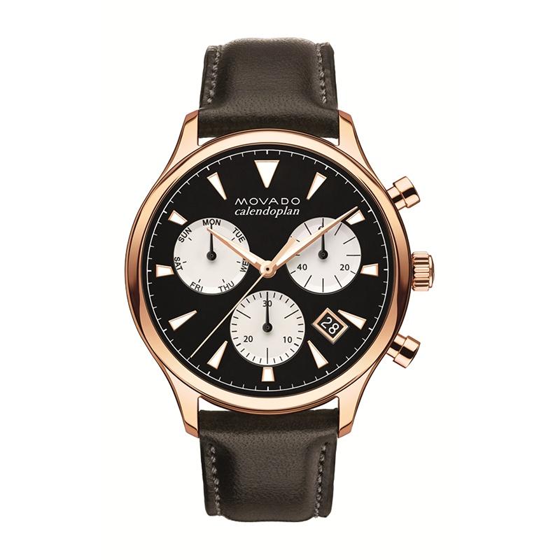 Movado Men's 3650021 Heritage Multi-Function Brown Leather Watch