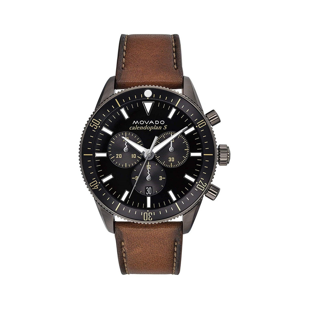 Movado Men&#39;s 3650060 Heritage Chronograph Brown Leather Watch