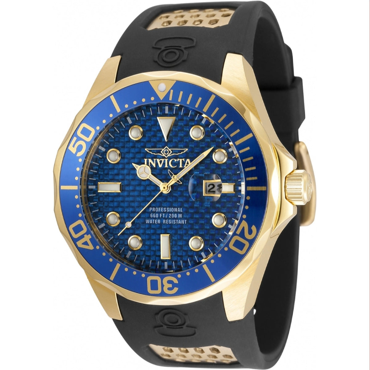 Invicta Men's 36554 Pro Diver Black and Gold-Tone Polyurethane and Stainless Steel Watch