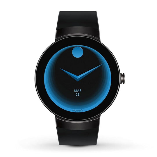 Movado Men's 3660018 Connect Smartwatch Androis IOS NFC Payment Bluetooth Microphone Accelerometer Gyroscope Ambient Light Sensor Black Silicone Watch