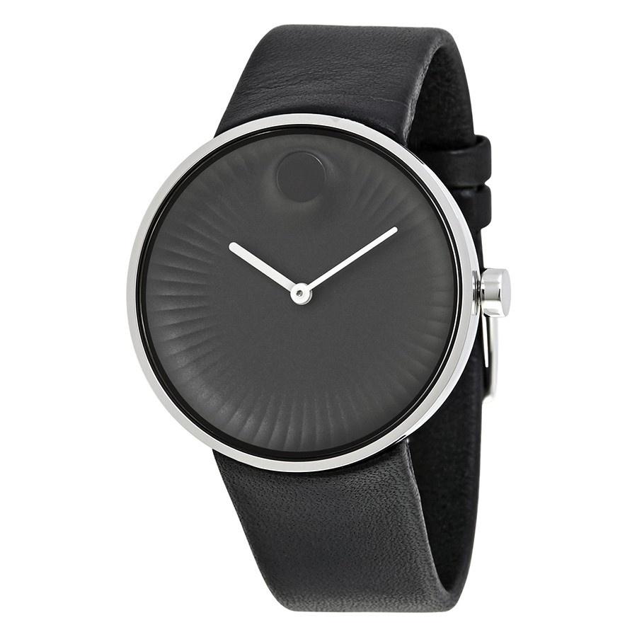 Movado Men's 3680002 Edge Black Leather Watch