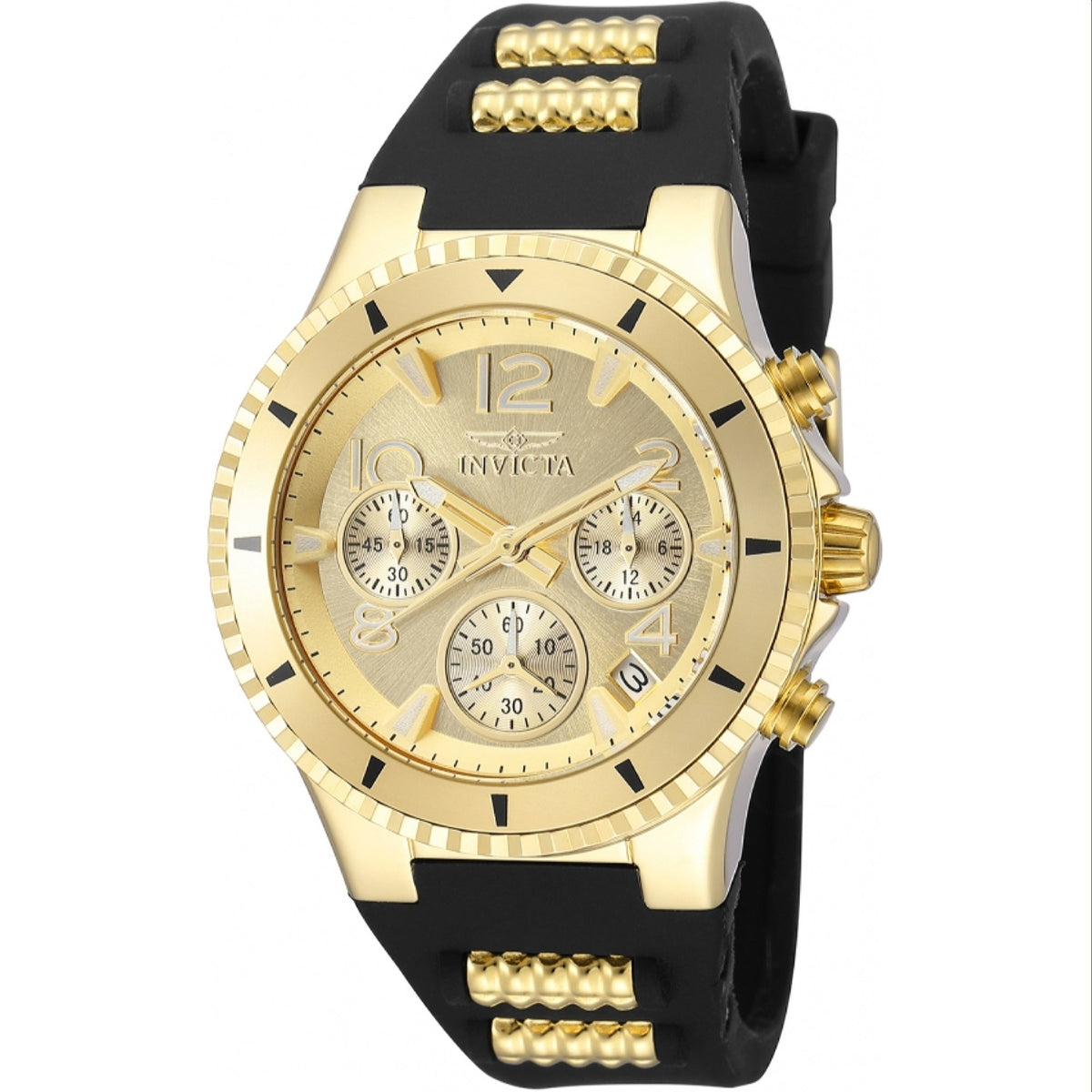 Invicta Women&#39;s 36909 Blu Black and Gold-Tone Silicone Watch