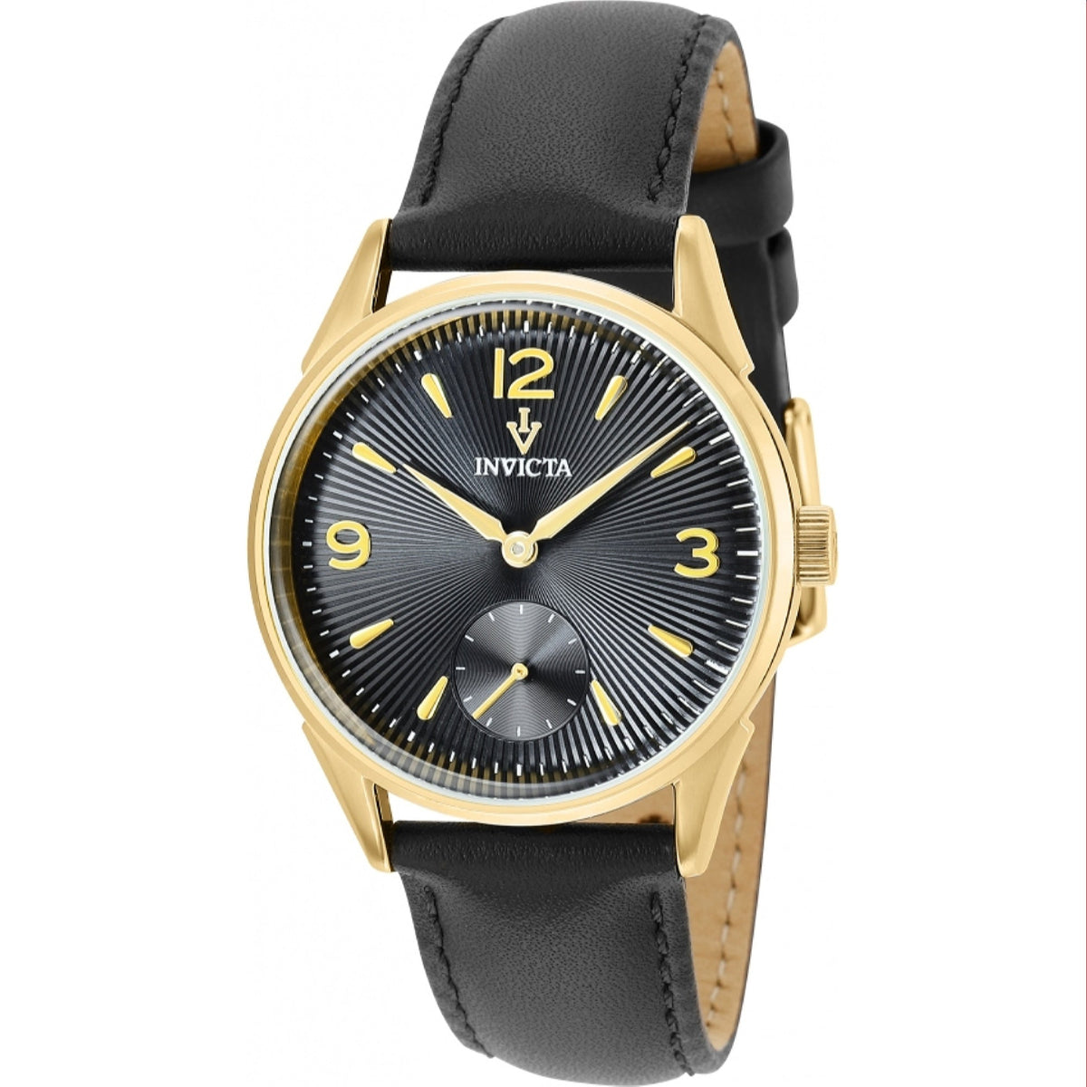 Invicta Men&#39;s 37078 Vintage Black Leather Watch