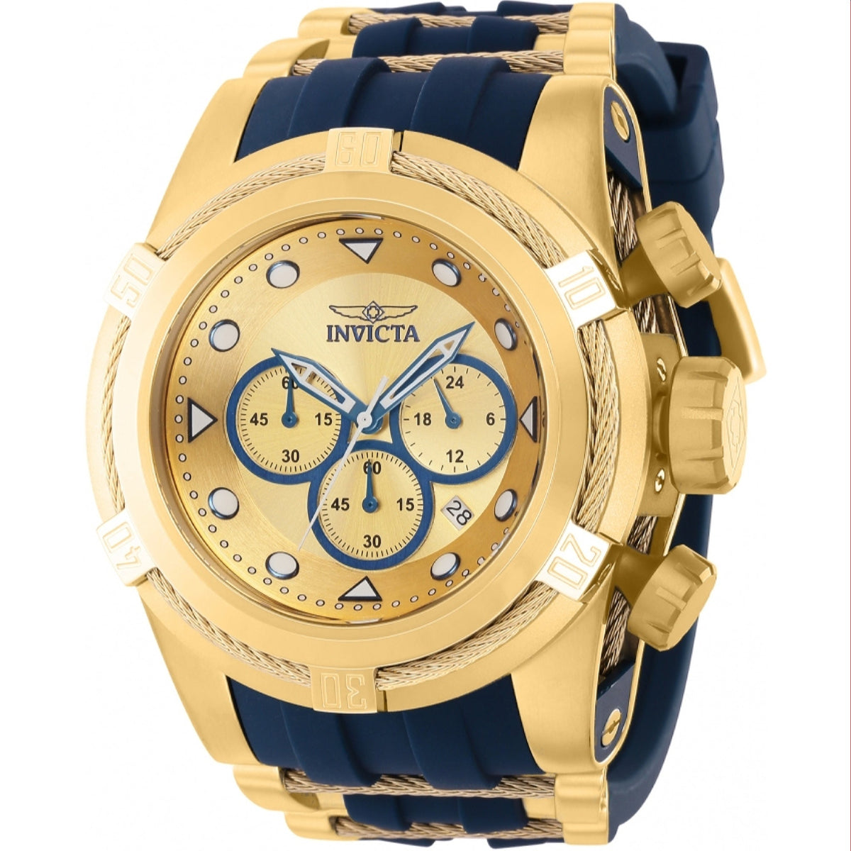 Invicta Men's 37196 Bolt Zeus Blue and Gold-Tone Polyurethane and Stainless Steel Watch