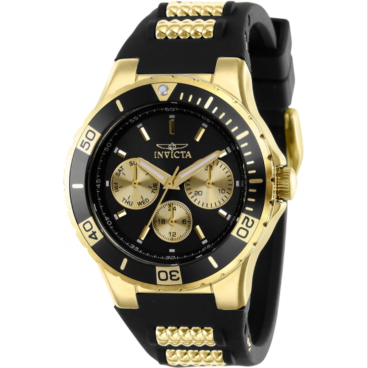 Invicta Women's 37319 Aviator Black and Gold-Tone Polyurethane and Stainless Steel Watch