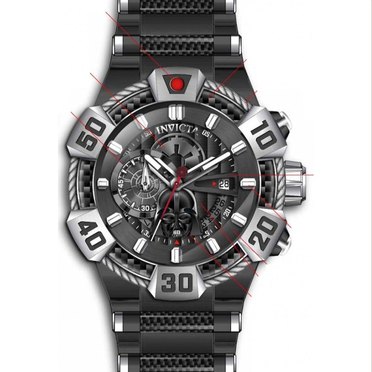 Invicta Men's 37683 Star Wars Darth Vader Black Stainless Steel Watch