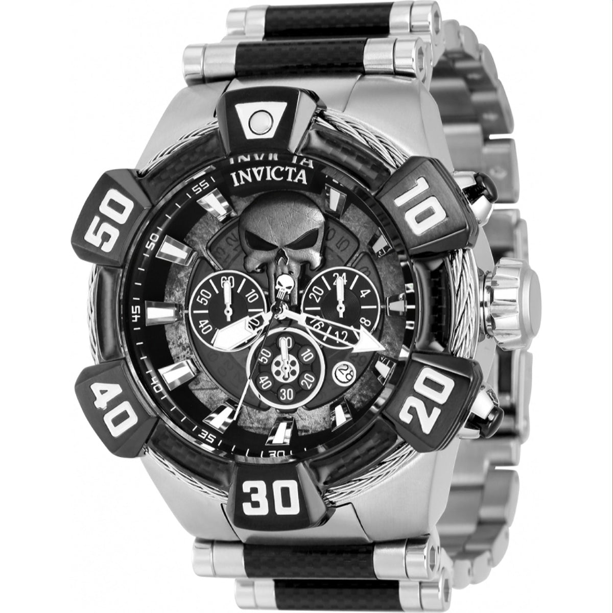 Invicta Men's 37685 Black and Silver Polyurethane and Stainless Steel Watch