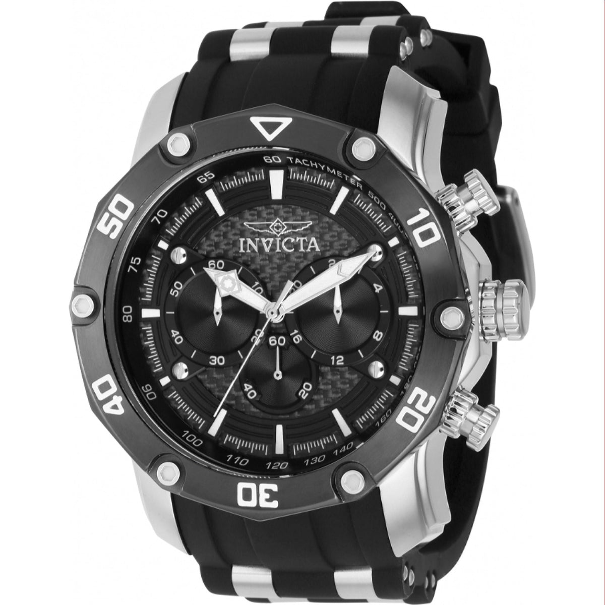 Invicta Men's 37716 Pro Diver Scuba Black and Silver Inserts Polyurethane and Stainless Steel Watch