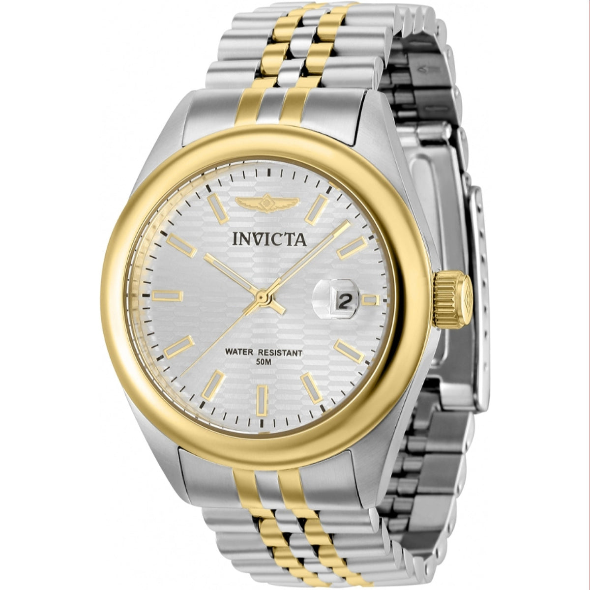 Invicta Women's 38432 Aviator Gold-Tone and Silver Silicone Watch