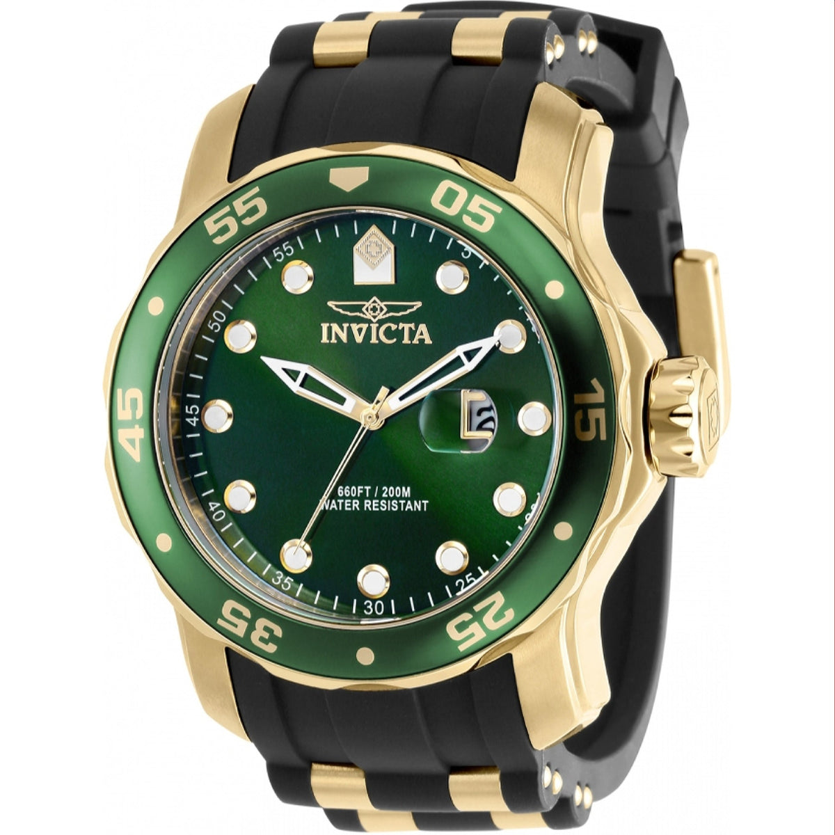 Invicta Men's 39100 Pro Diver Black and Gold-Tone Polyurethane and Stainless Steel Watch