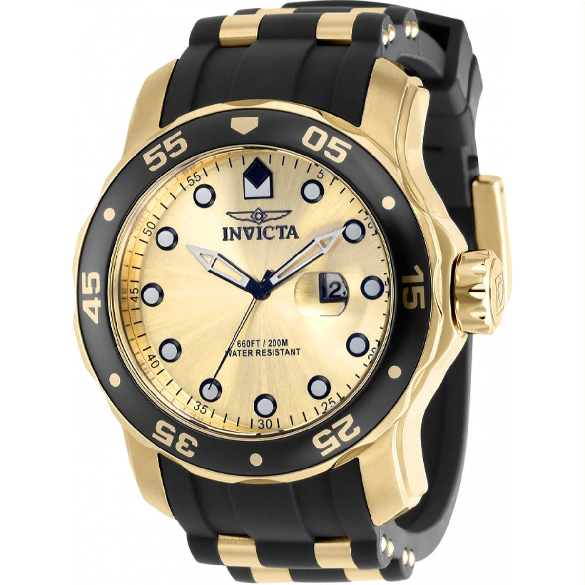 Invicta Men&#39;s 39412 Pro Diver Black and Gold-Tone Polyurethane and Stainless Steel Watch