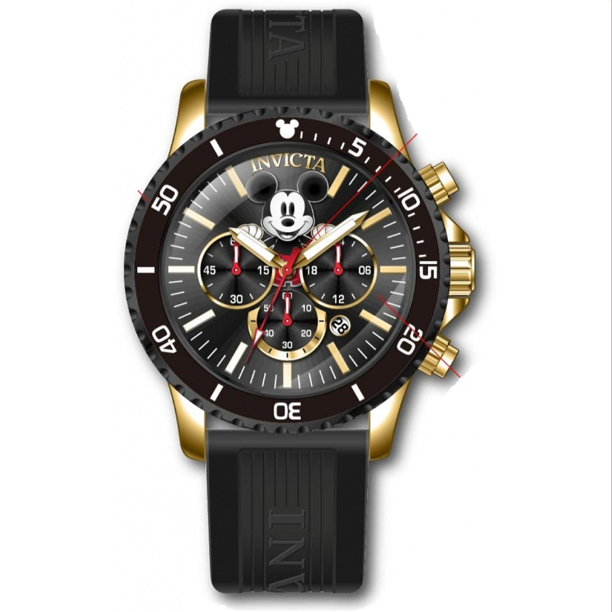 Invicta Men's 39516 Disney Mickey Mouse Black Silicone Watch
