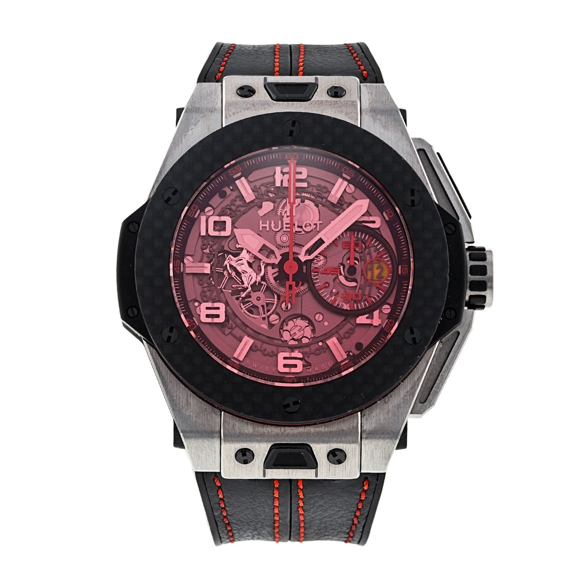 Hublot Men&#39;s 401.NQ.0123.VR Big Bang Ferrari Black Leather Watch