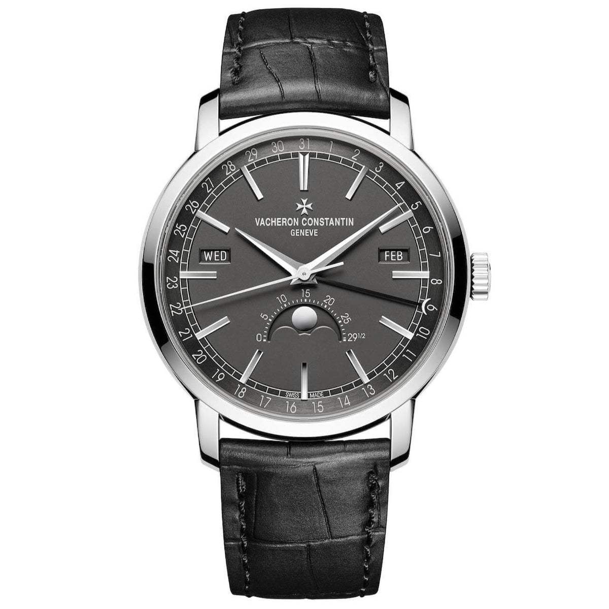 Vacheron Constantin Men's 4010T-000G-B740 Traditionnelle Black Leather Watch