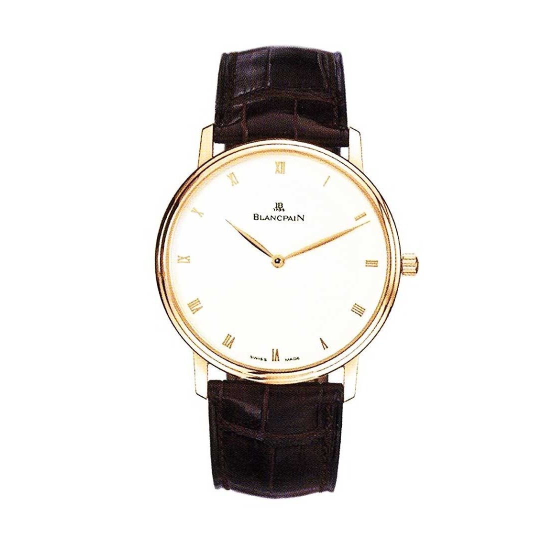Blancpain Men's 4053-3642-55 Villeret Black Leather Watch