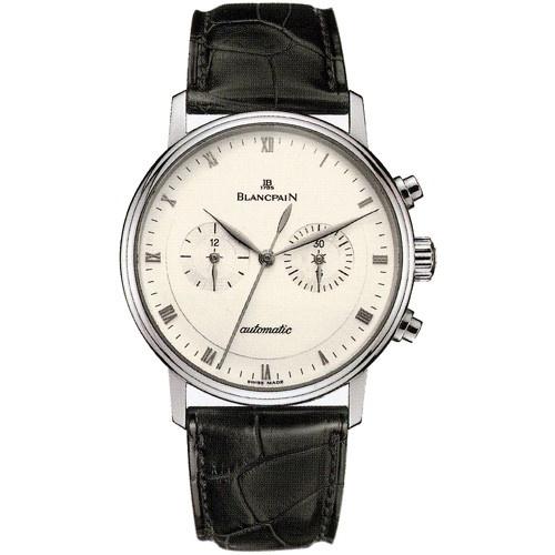 Blancpain Men's 4082-1542-55 Villeret Chronograph Black Leather Watch