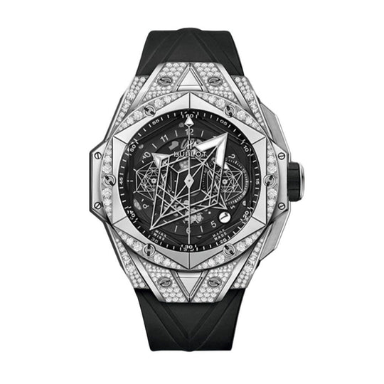 Hublot Men's 418.NX.1107.RX.1604.MXM20 Big Bang Sang Bleu II Chronograph Black Rubber Watch