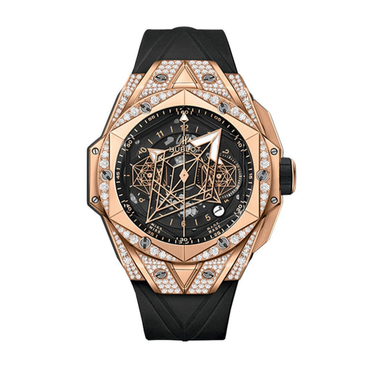 Hublot Men's 418.OX.1108.RX.1604.MXM20 Big Bang Sang Bleu II Chronograph Black Rubber Watch