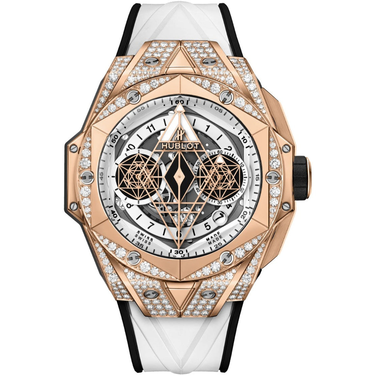 Hublot Men&#39;s 418.OX.2001.RX.1604.MXM20 Big Bang Sang Bleu II Chronograph White Rubber Watch