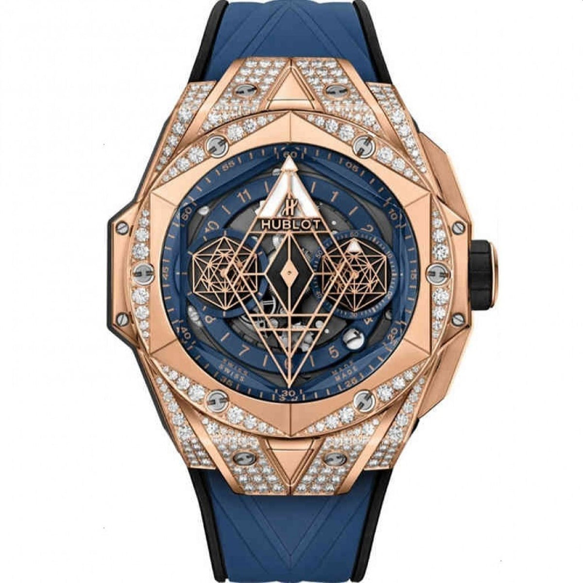 Hublot Men&#39;s 418.OX.5108.RX.1604.MXM20 Big Bang Sang Bleu II Chronograph Blue Rubber Watch