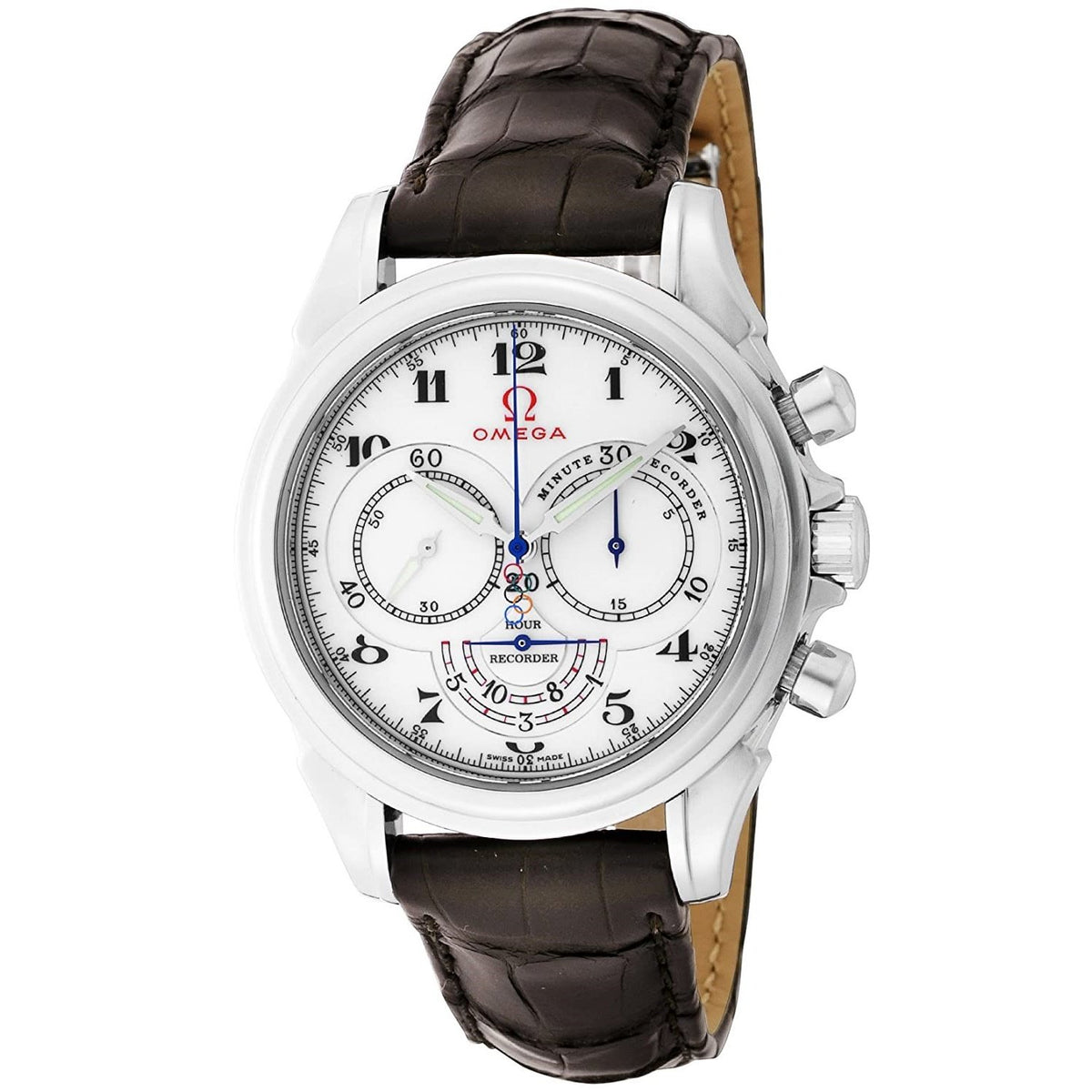 Omega Men's 422.13.41.50.04.001 De Ville Olympic Games Collection Chronograph Brown Leather Watch