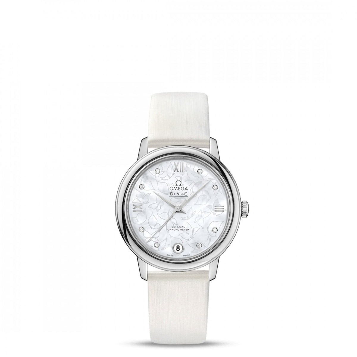 Omega Women's 424.12.33.20.55.001 De Ville White Leather Watch