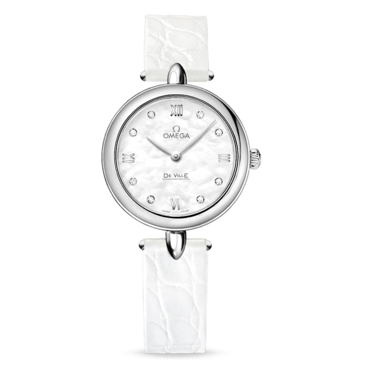 Omega Women&#39;s 424.13.27.60.55.001 De Ville White Leather Watch