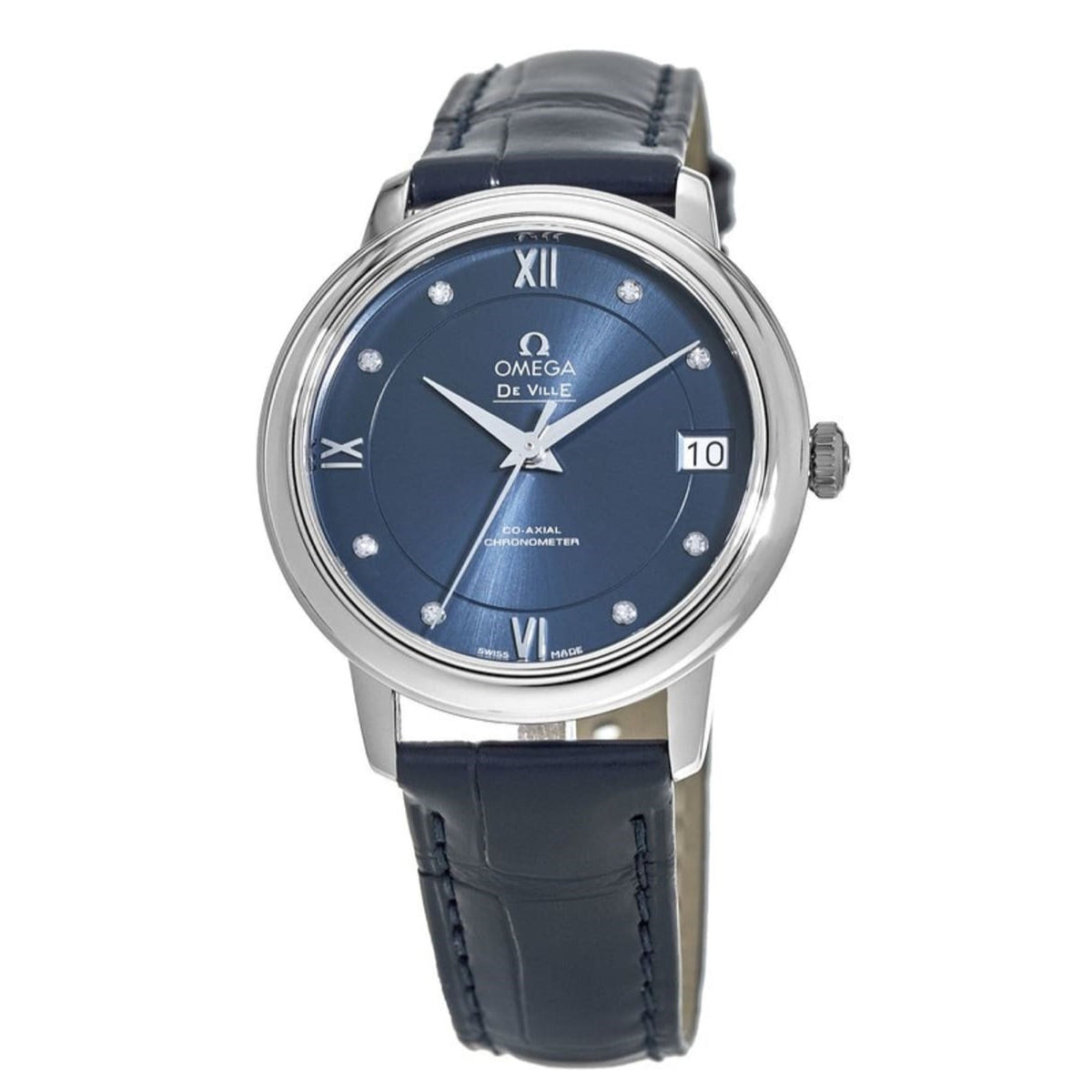 Omega Women&#39;s 424.13.33.20.53.001 De Ville Blue Leather Watch