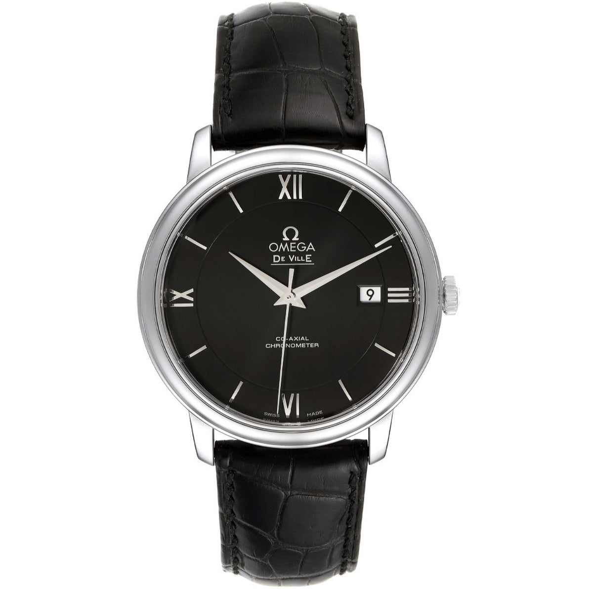 Omega Men's 424.13.40.20.01.001 De Ville Black Leather Watch