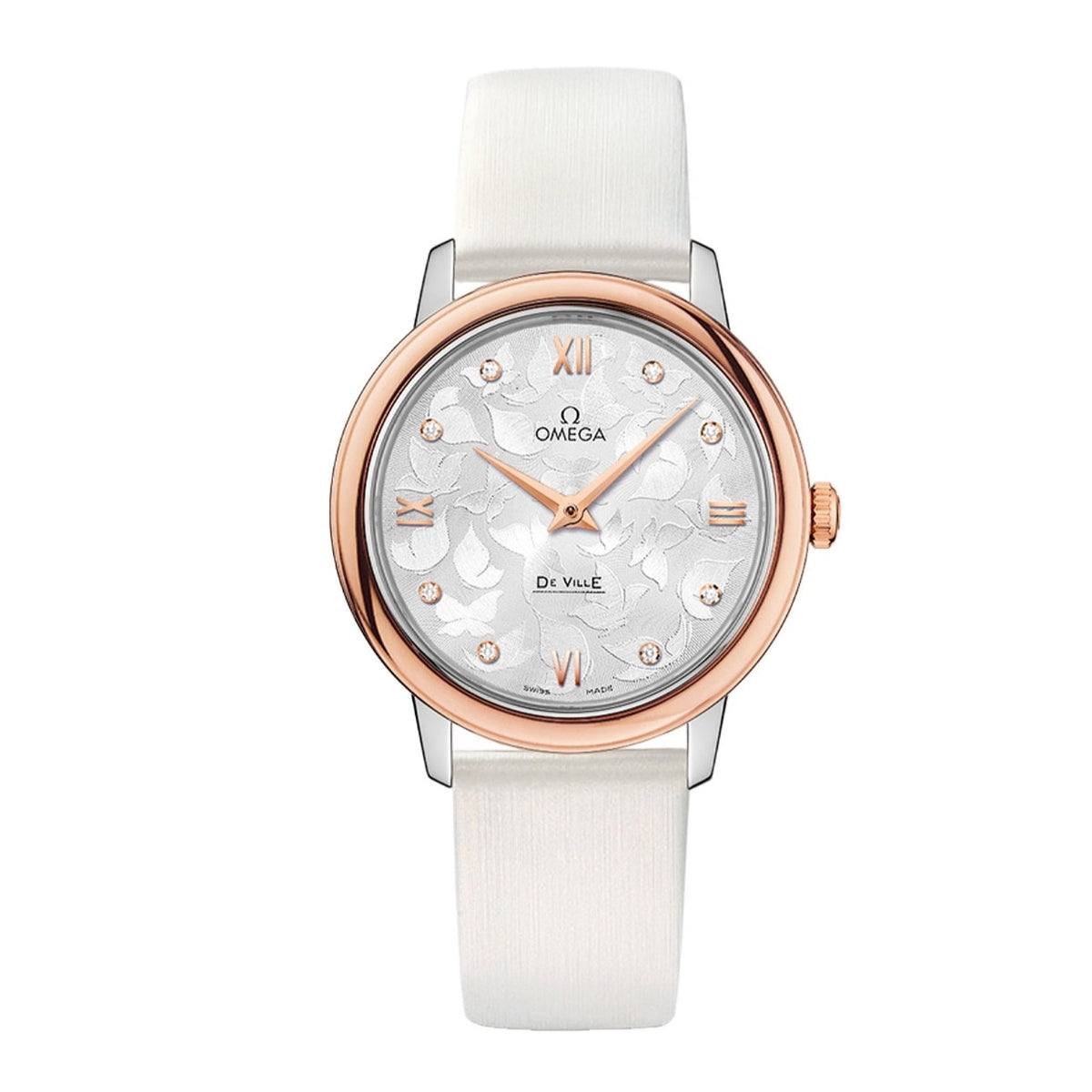 Omega Women's 424.22.33.60.52.001 De Ville Prestige White Leather Watch
