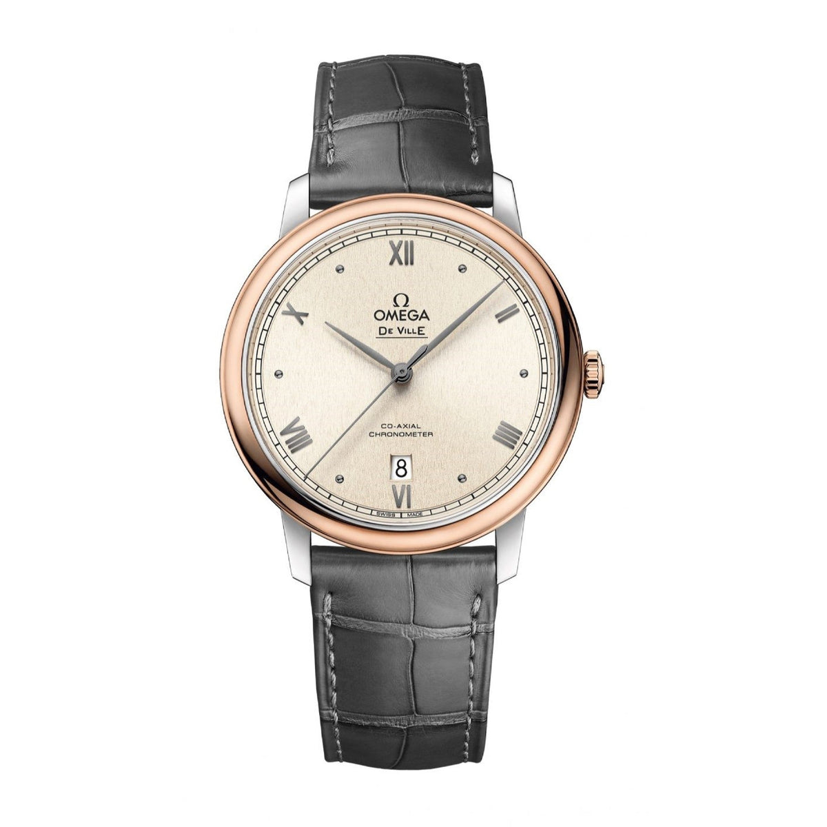 Omega Men's 424.23.40.20.09.001 De Ville Prestige Grey Leather Watch