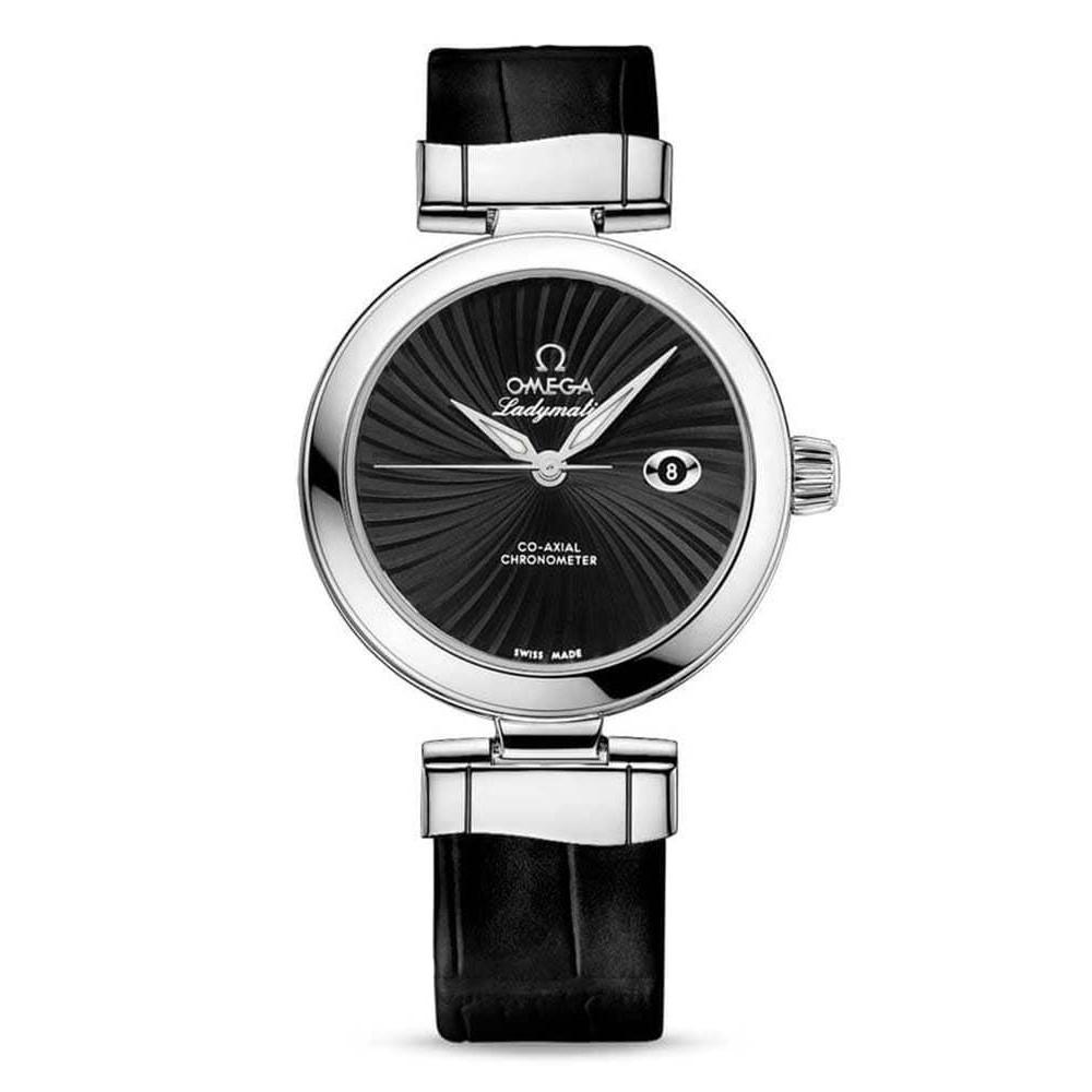 Omega Women's 425.33.34.20.01.001 De Ville Ladymatic Black Leather Watch