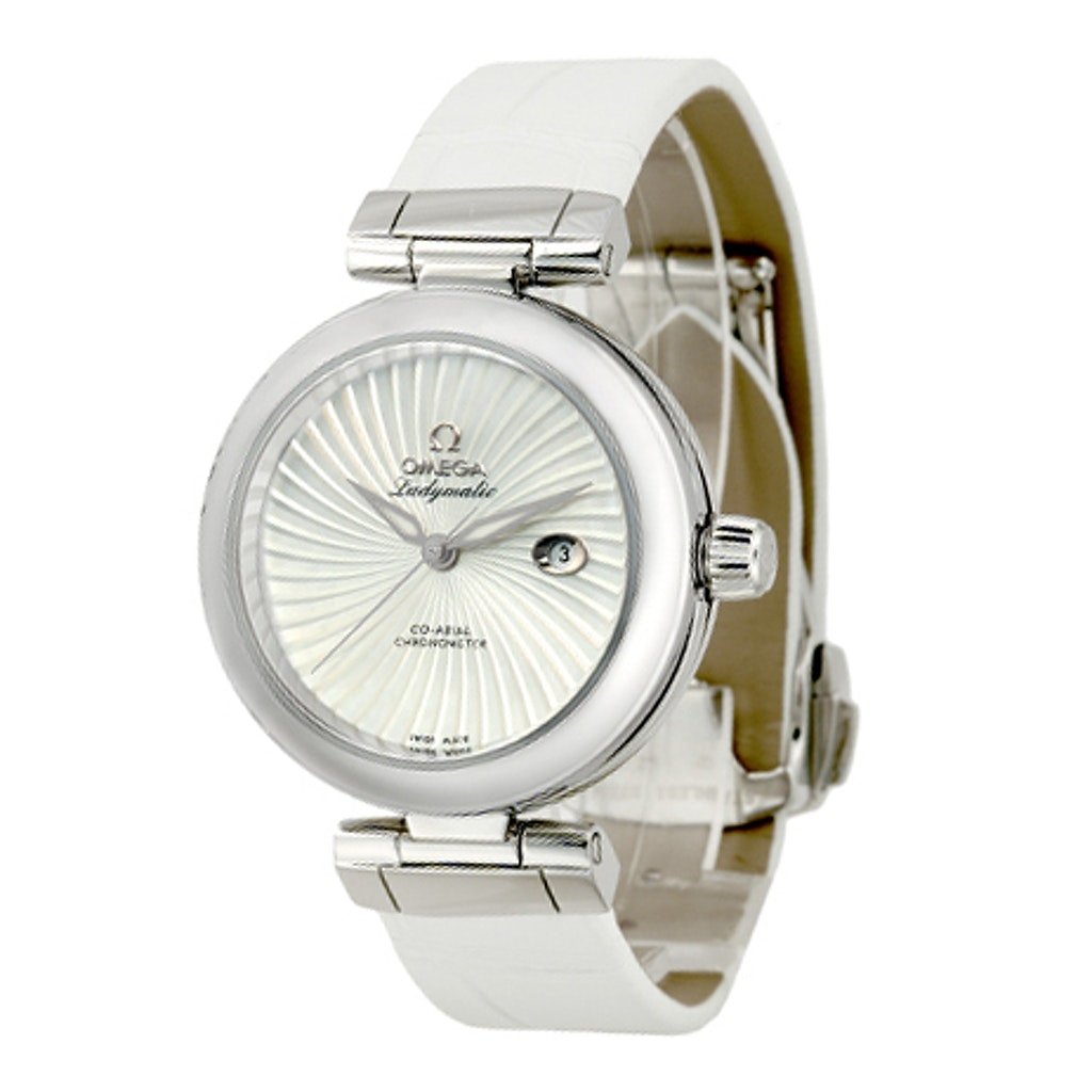 Omega Women's 425.33.34.20.05.001 De Ville Ladymatic White Leather Watch
