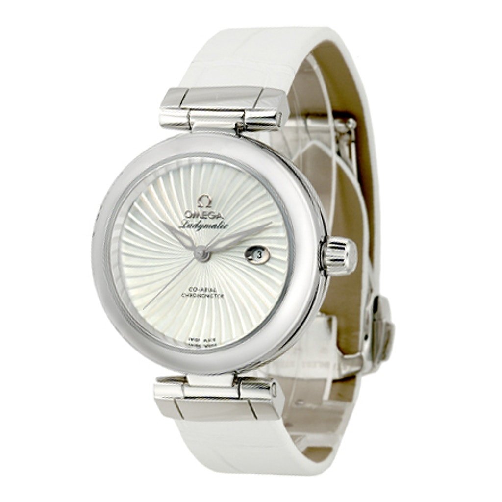 Omega Women&#39;s 425.33.34.20.05.001 De Ville Ladymatic White Leather Watch