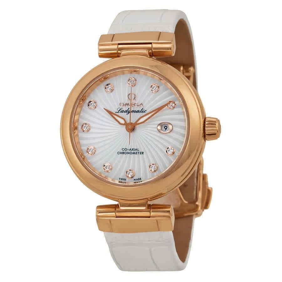 Omega Women&#39;s 425.63.34.20.55.001 De Ville Ladymatic White Leather Watch
