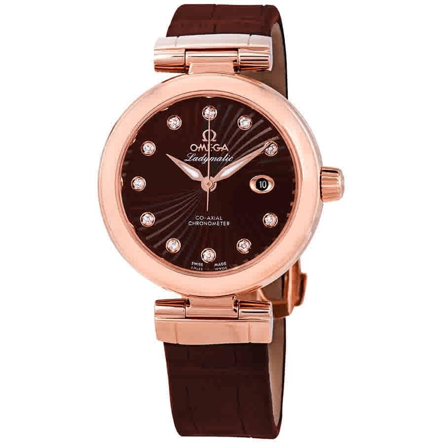 Omega Women&#39;s 425.63.34.20.63.001 De Ville Ladymatic Brown Leather Watch
