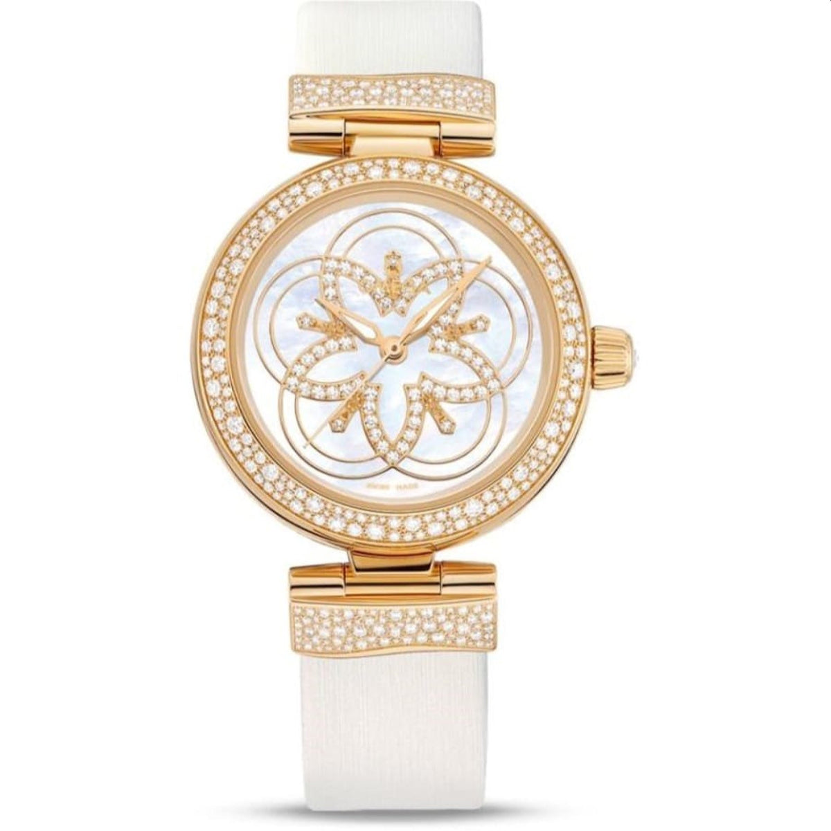 Omega Women's 425.67.34.20.55.005 De Ville Diamonds White Leather Watch